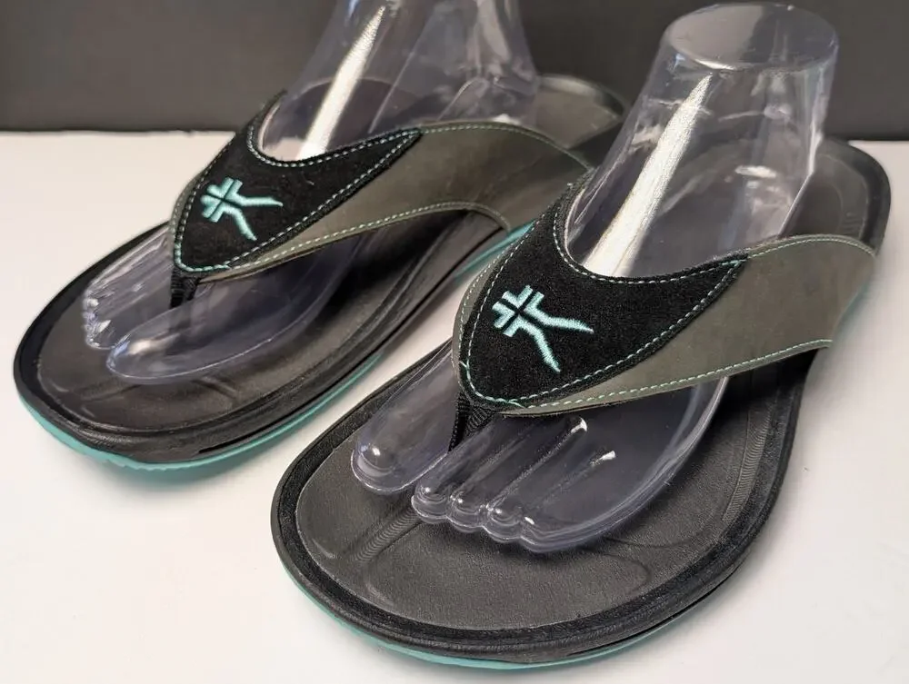 Kuru Kala Flip Flop Sandals WOMENS 12 Charcoal Black Blue Orthotic Heel Support